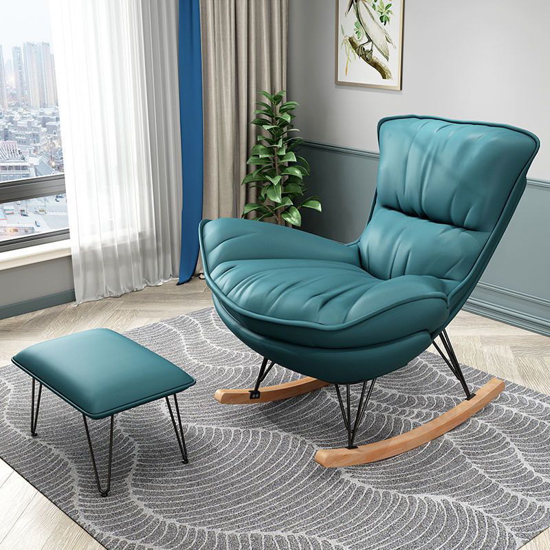 Natural Wood Armless Upholstered No Scratch or Stain Resistance Indoor Rocking Chair