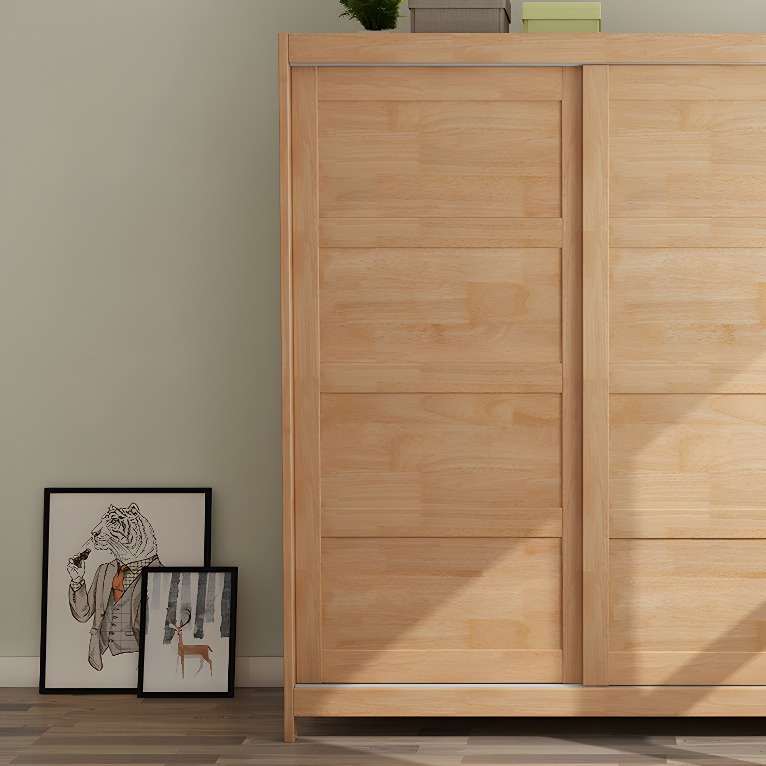 Modern Style Wardrobe Cabinet Wood Clothes Rail Wardrobe Armoire with Shelves - image 16