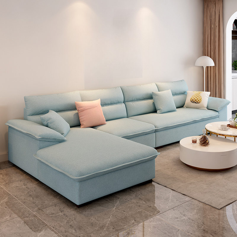 Modern Cotton and Linen L-Shape Sofa Recliner with Concealed Support