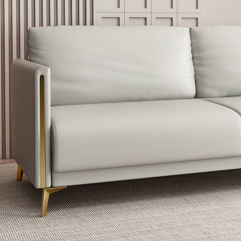 Modish Solid Color Scratch-durable Floor Sofa in Pleather with Gray/Chalk/Tangerine Color for 3/for 2 - image 11