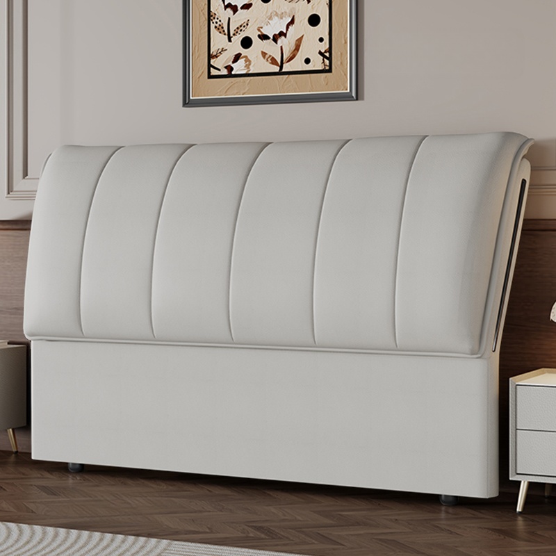 Trendy Panel Headboard in Natural Wood with No Distressing, Rectangle Shape for Queen/Full Bed, Featuring Sponge Upholstery and Standard Height