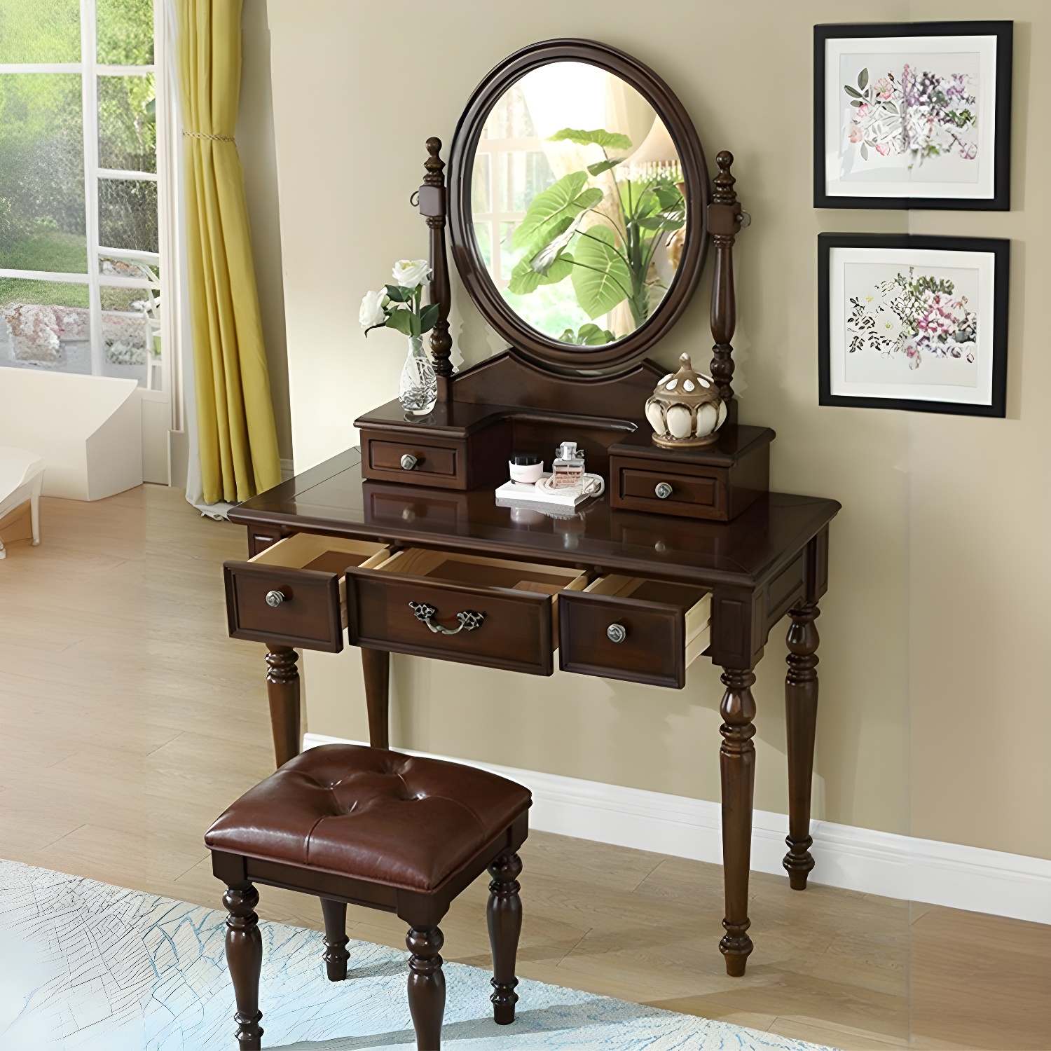 Old School Auburn Sleeping Quarters Rubberwood Push-Pull Tabletop Storage