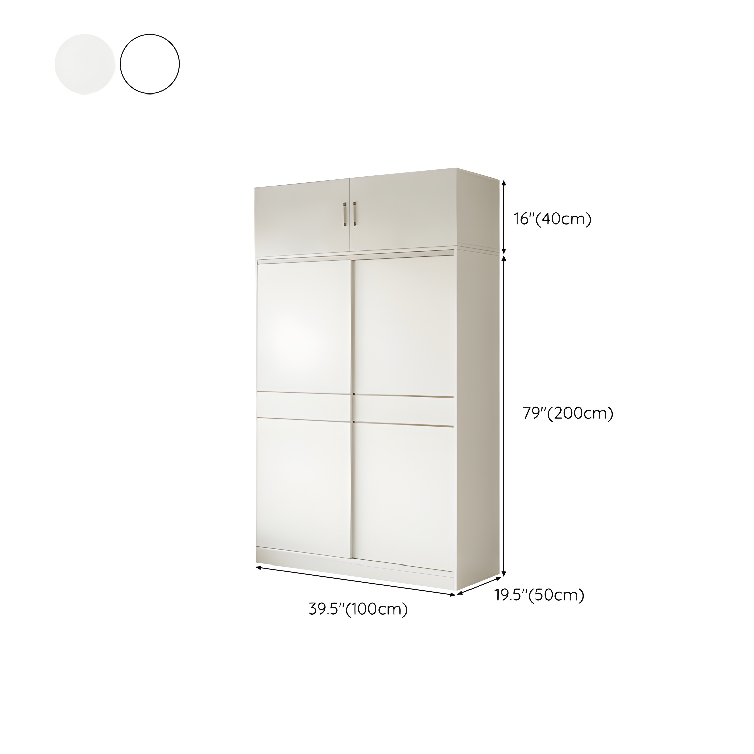 Fashionable Sliding Door Storage Wood Wardrobe with Metal Clothing Rod and Shelves in White Color - image 18