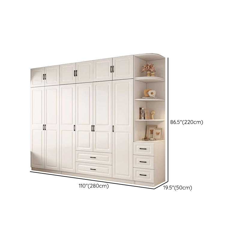 Casual Chalk Timber Wardrobe with Soft Close Drawer and Door, Interior Shelves, Hanging Rod - image 41