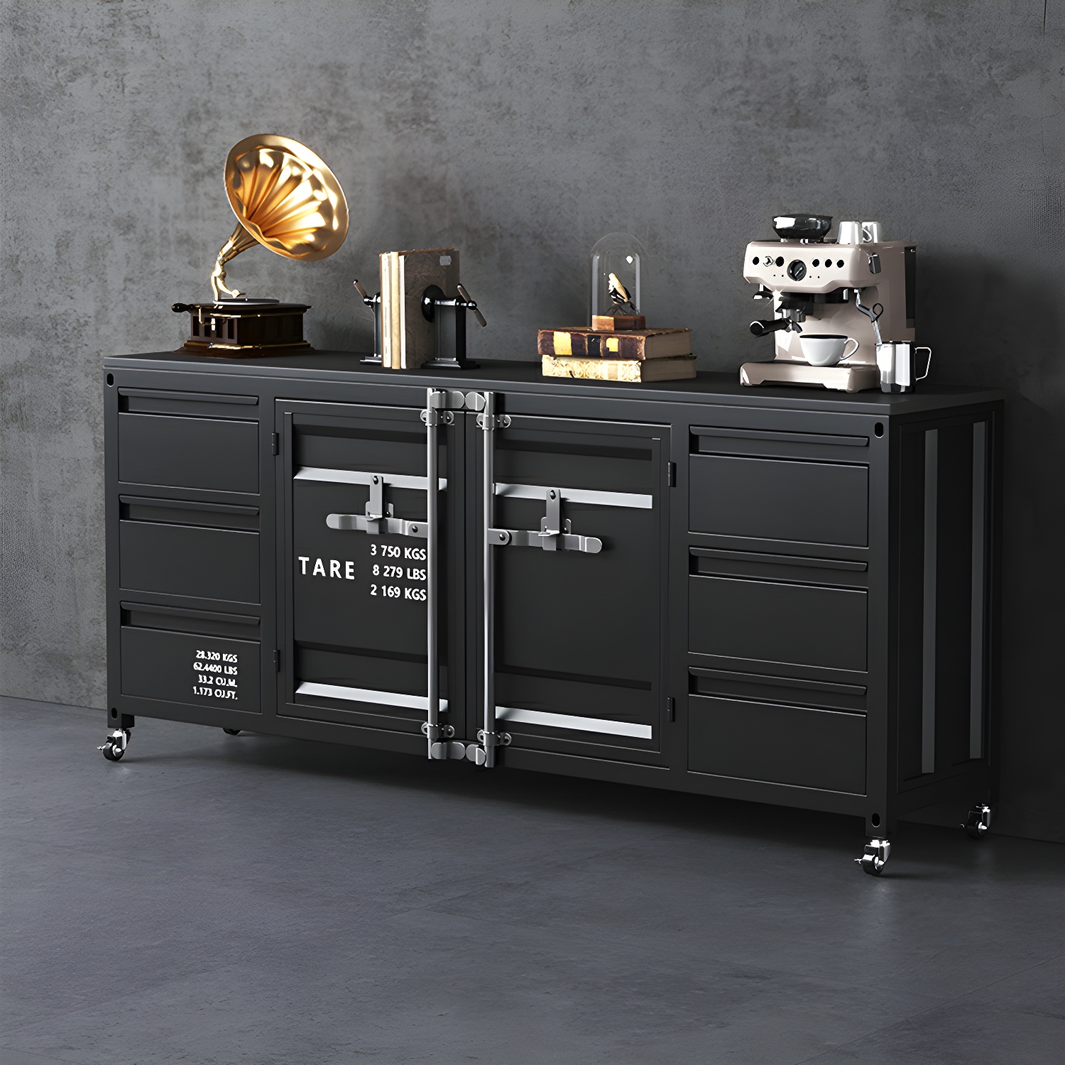Industrial Metal Sideboard Credenza with Cabinets and Drawers - image 10