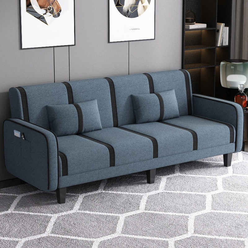 Striped Standard Sofa in Dark Gray/Cerulean/Off-White with Armrest - image 3