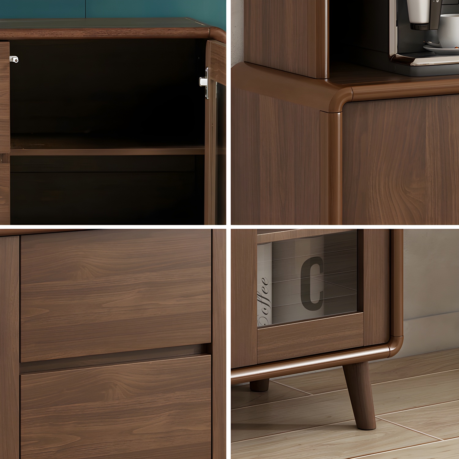 Modern Brown Wood Sideboard with Cabinets and Drawers - Stylish and Functional Buffet for Storage - image 6