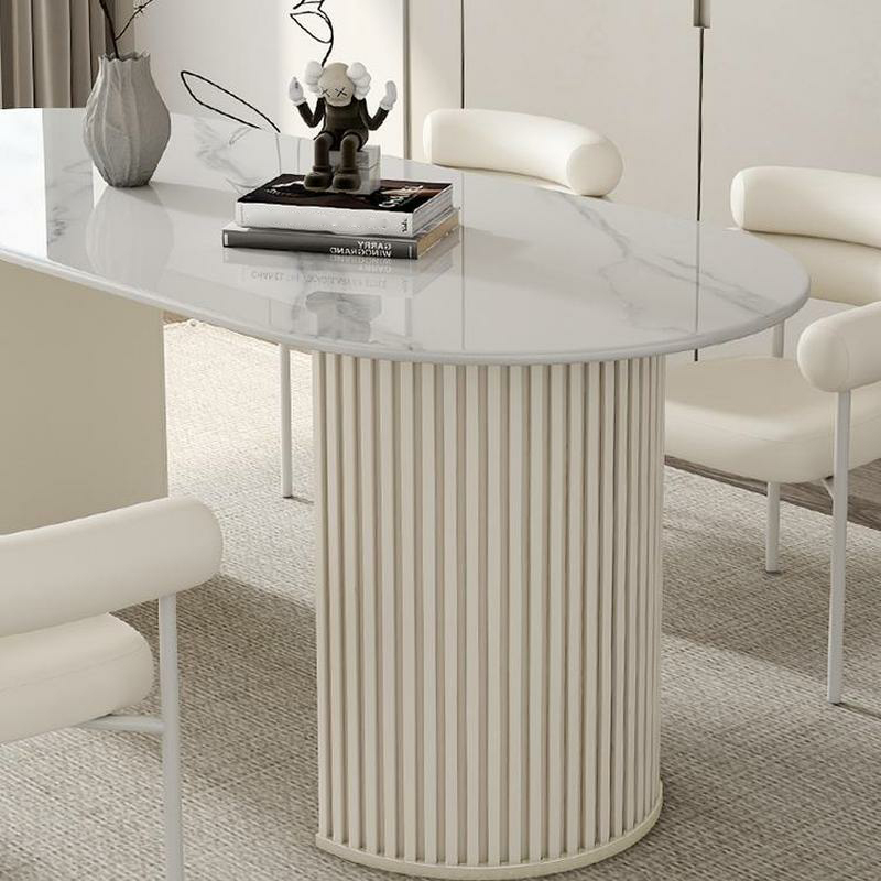 Contemporary Stone Top Oval Dining Table with Metal Legs for Dining Room - image 11