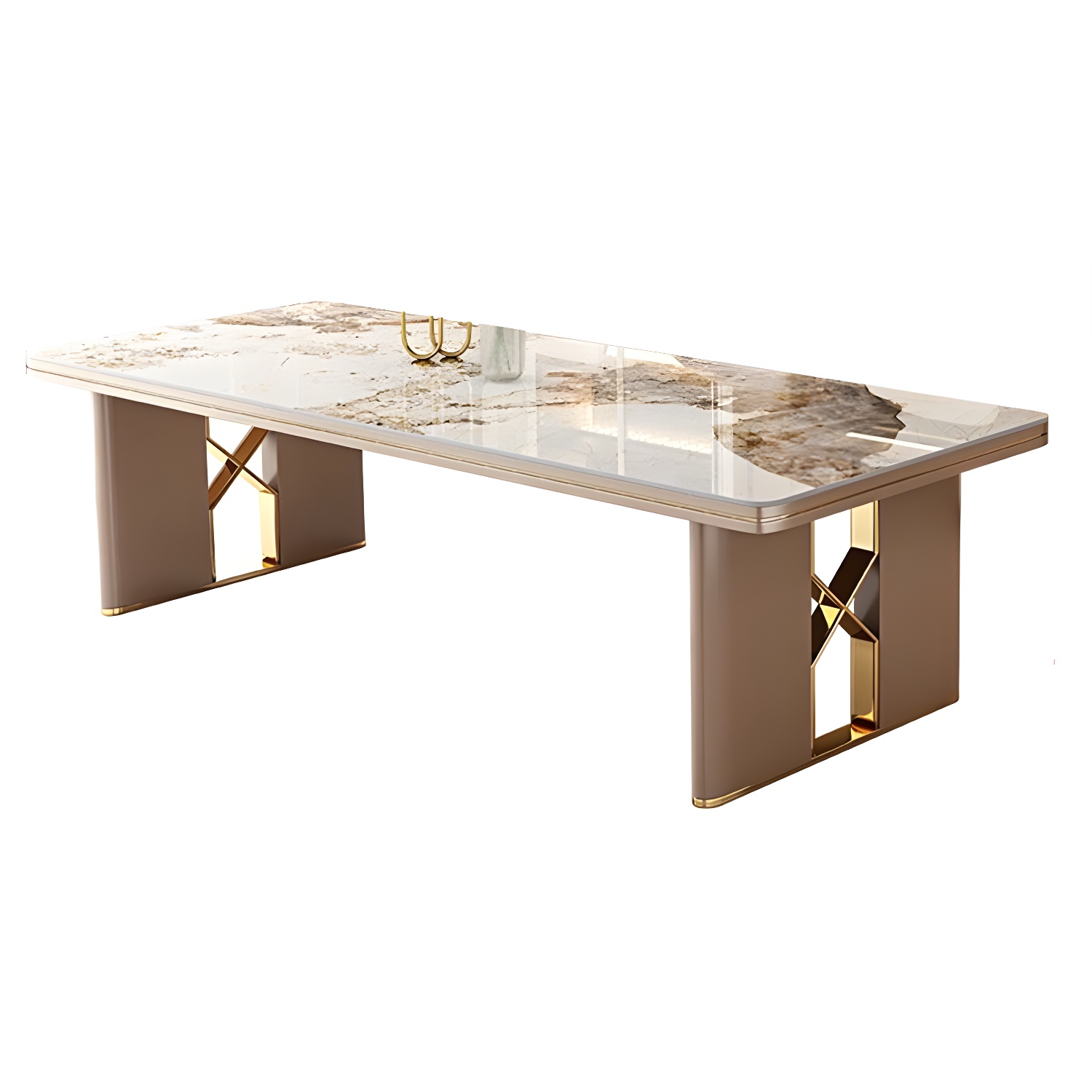Glamoro 80cm Rectangular Metal Dining Set in Off-White with Gold Base - image 5