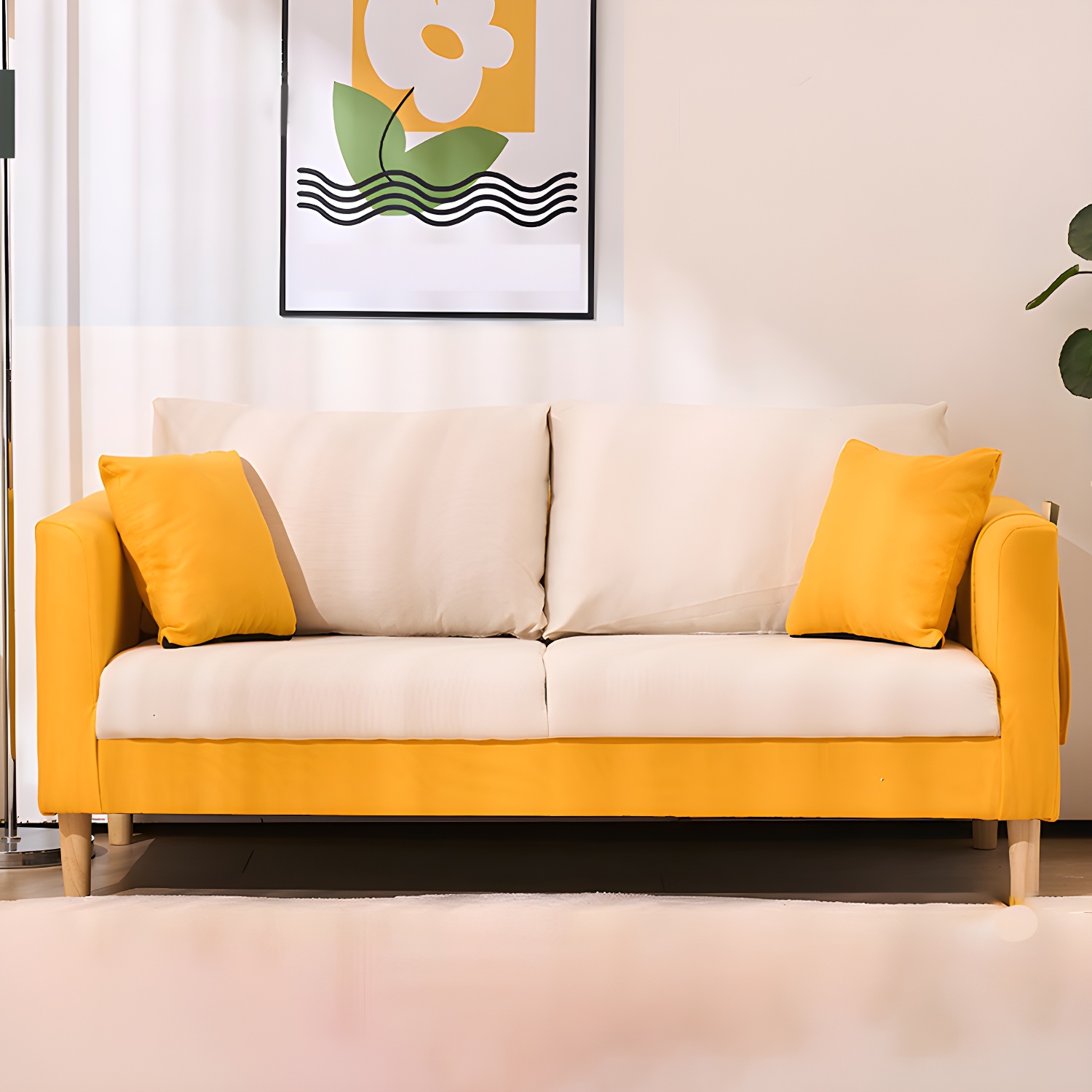 21.25" High Sofa with 2 Pillows Velvet Tuxedo Arm Sofa with Storage - image 14