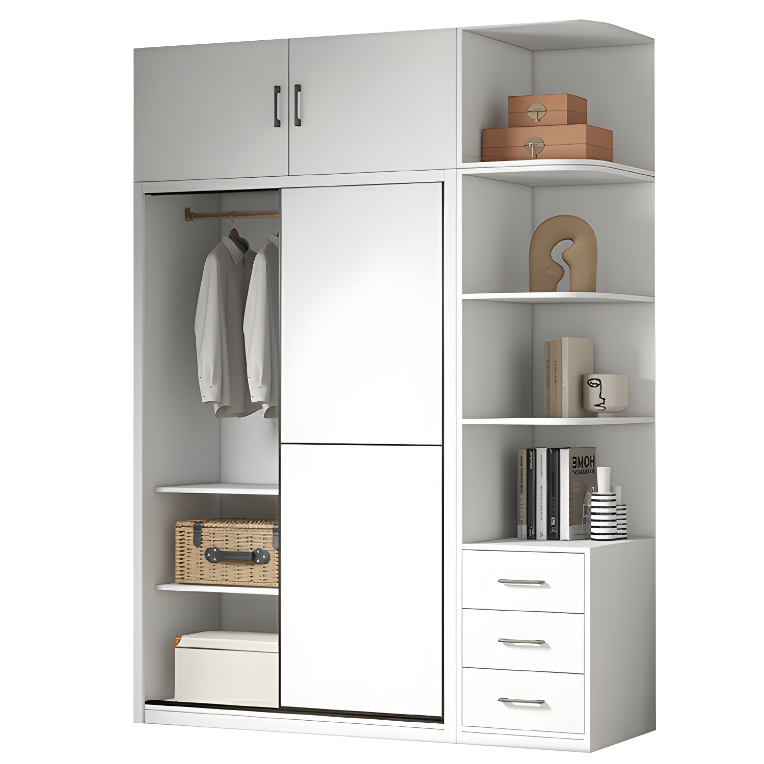 White Fashionable Solid Wood Armoires & Wardrobes Natural Wood - image 5