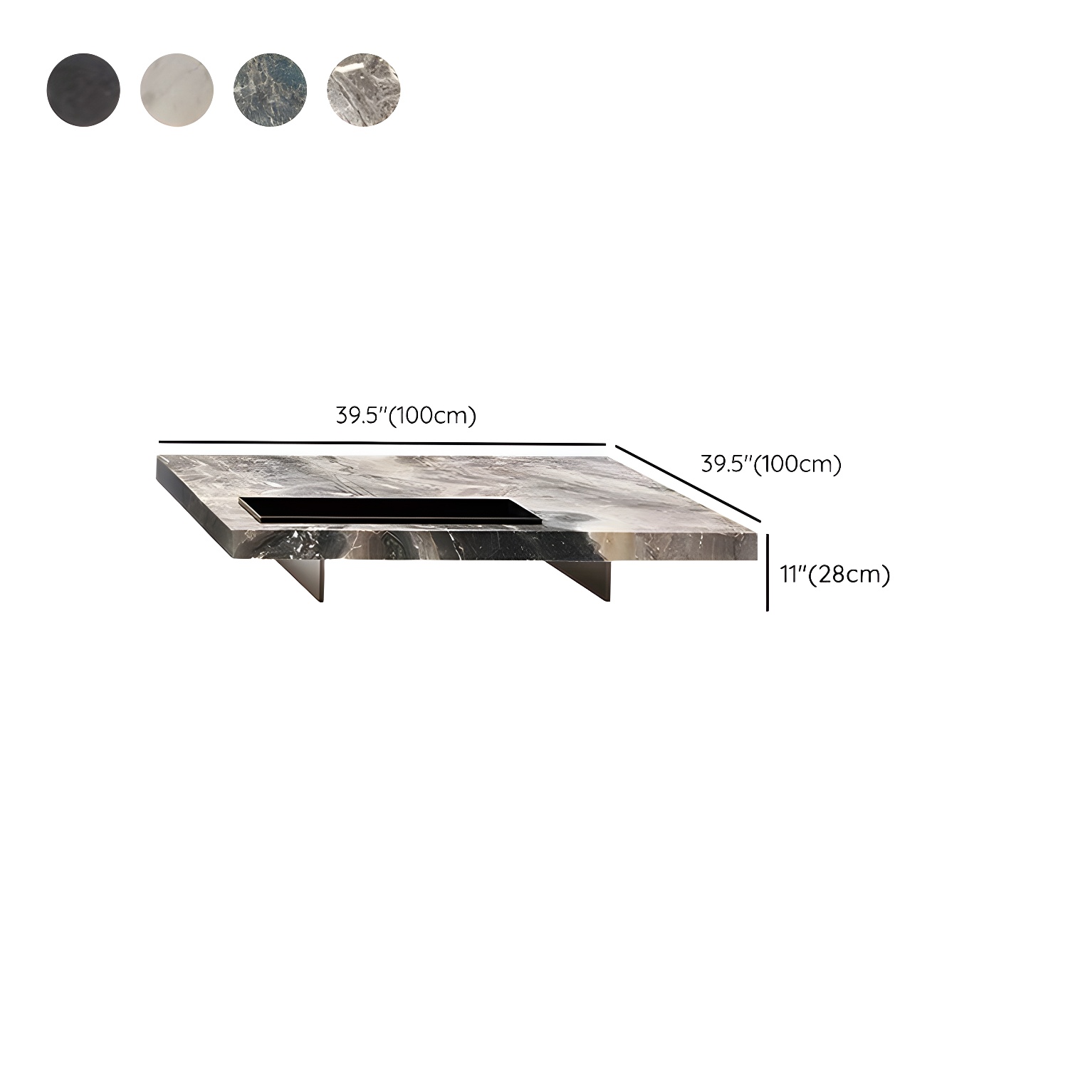 No Distressing Coffee Table Pedestal Faux Marble Square Cocktail Table - image 10