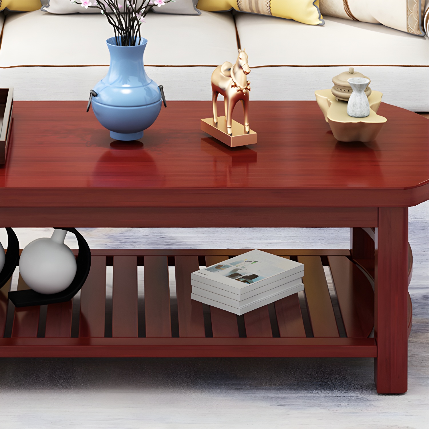 Contemporary Coffee Table Storage Solid Wood Coffee Cocktail Table - image 13