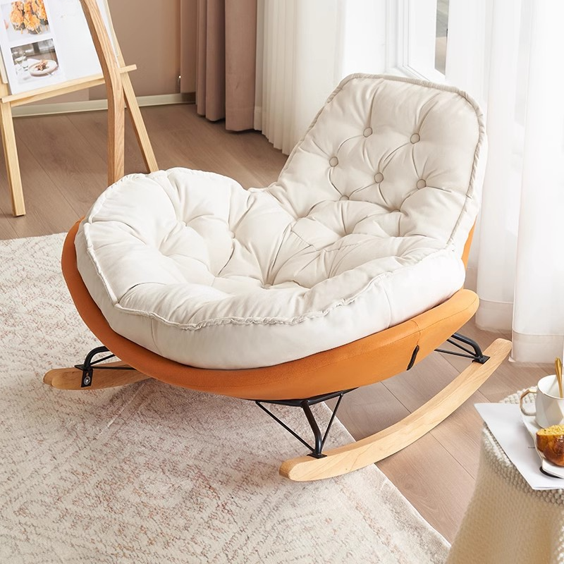 Modish Rocking Couch Chair with Spindle Back, Flannel Upholstery, Padded Design, Rear Support, and Stationary Base - image 4