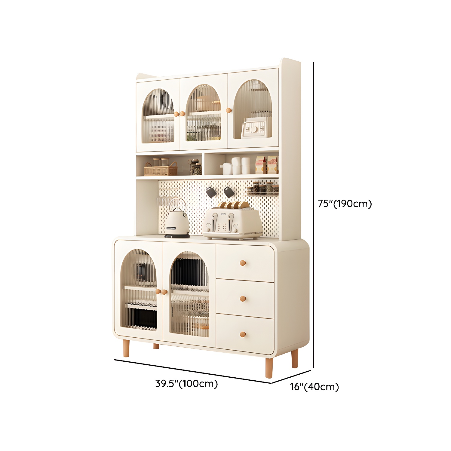 Scandinavian Wood Sideboard Cabinet with Adjustable Shelves and Glass Doors - 40cm Width - image 15