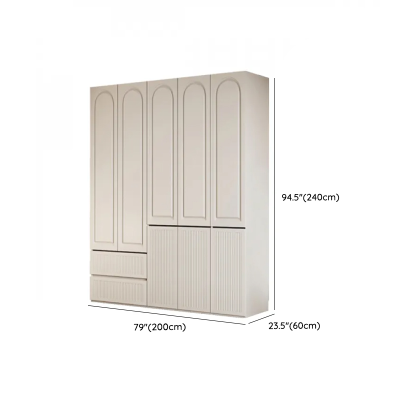 White Minimalist Manufactured Wood Independent Wardrobe Closet with Soft Close Drawer, Soft Close Door, and Interior Shelves - image 23
