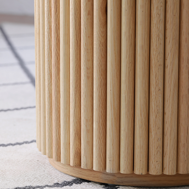 Fixed Rounded Dining Table for 4/2 People/Seats 6 with Ribbed Leg and a Slate/Wooden Tabletop in Natural/Chalk in a Nordic Style - image 9
