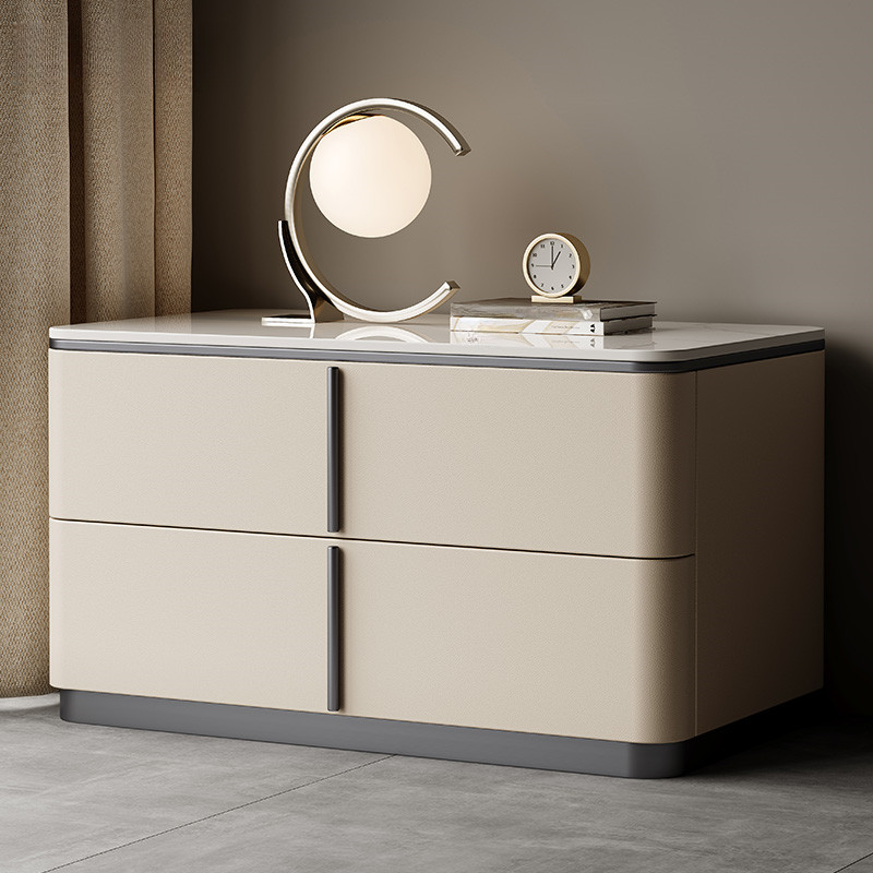 Modish Drawer Storage Bedside Table with 2 Drawers and Sintered Stone Countertop - image 4
