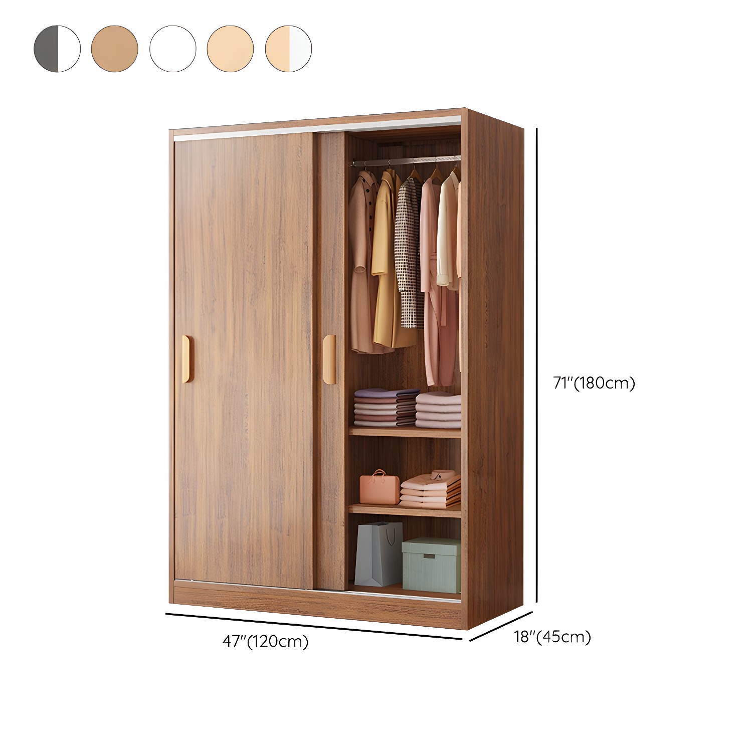 Modern Wood Wardrobe Armoire with Sliding Doors and Shelves Included - image 20