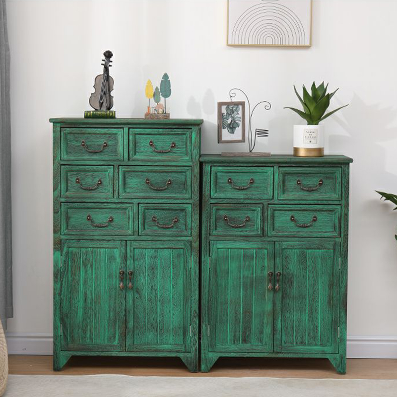 Coastal Style Storage Chest Solid Wood Countertop with Drawers and Doors - image 10