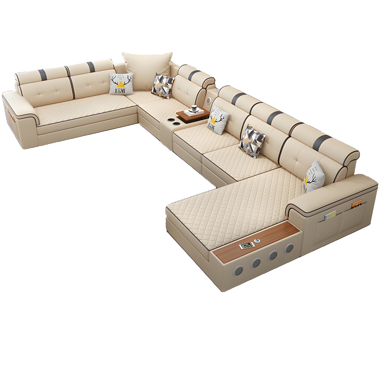 Modern Faux Leather Sofa Stain-Resistant Pillow Top Arm Furniture Sectionals - image 9
