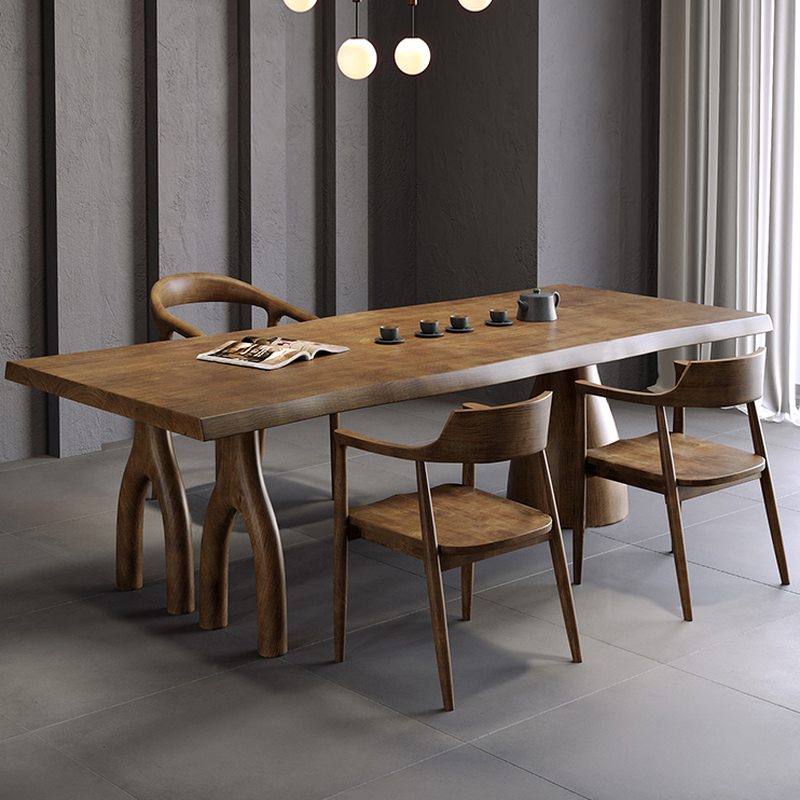 Amber Wood Pine Wood 3-Legged Dining Table Set - image 4
