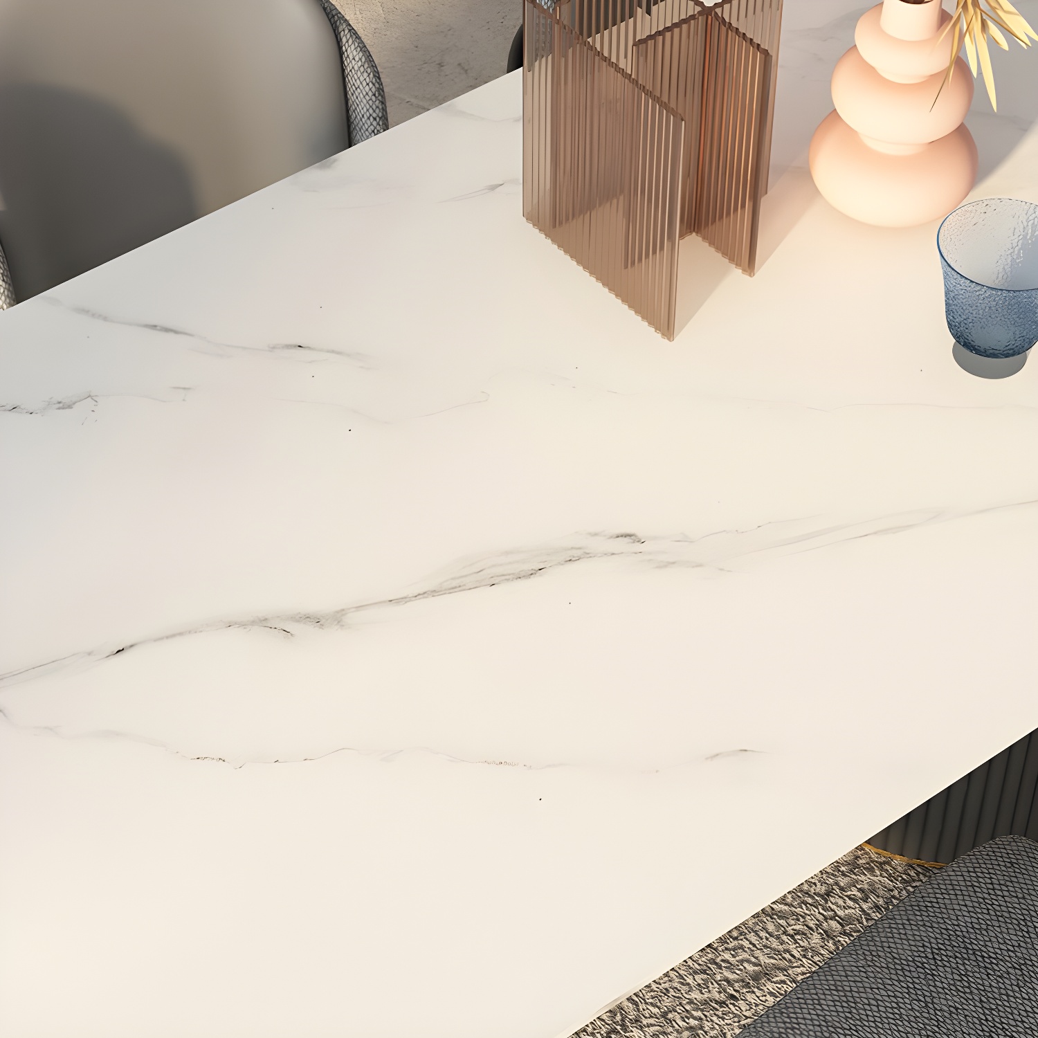 Simplicity Style Oval Dining Table Imitation Marble Home Furniture - image 8