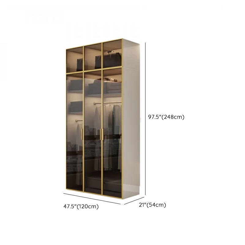 White Trendy Reclaimed Wood Almirah with Soft Close Drawer, Interior Shelves, and Hanging Rod - image 23