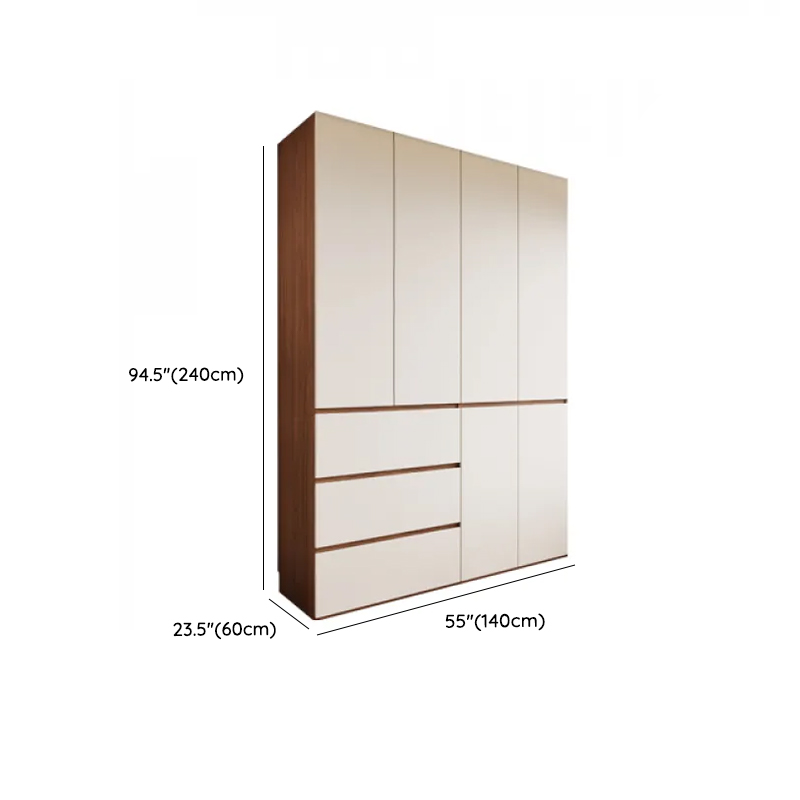 White Minimalist Manufactured Wood Independent Wardrobe Closet with Soft Close Drawer, Soft Close Door, and Interior Shelves - image 12