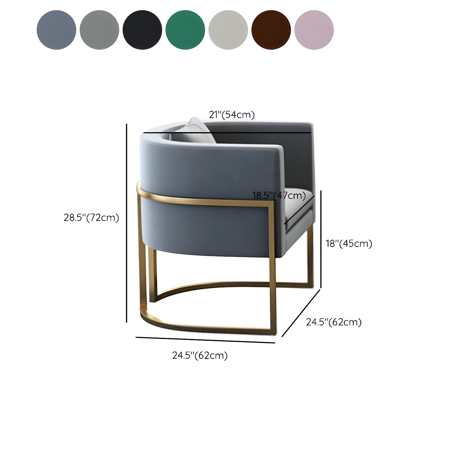 Parsons Arm Chair Leather Indoor Dining Chair with Gold Frame - image 15