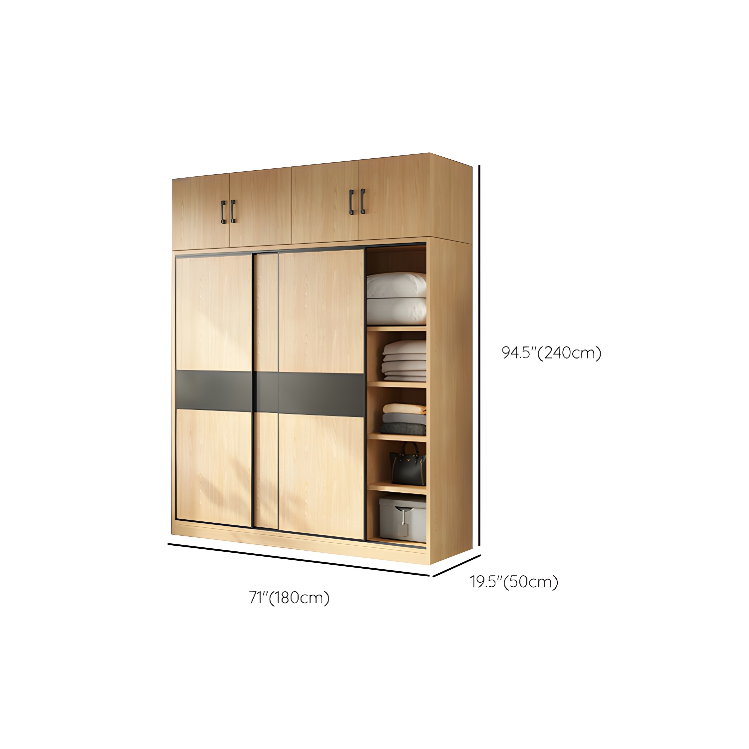 Light Wood Wardrobe Armoire with Sliding Doors, Clothing Rod, and Soft-Close Drawers - image 27