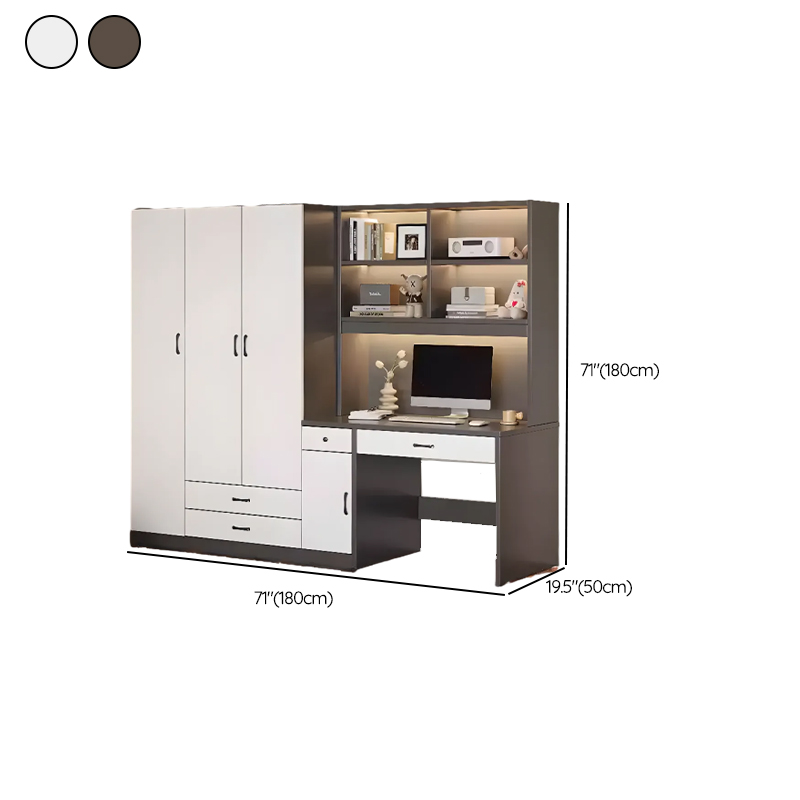 Art Deco Composite Wood Wardrobe Armoire with Flexible Shelf, Soft Close Drawer and Door, Clothing Rod Included - image 18