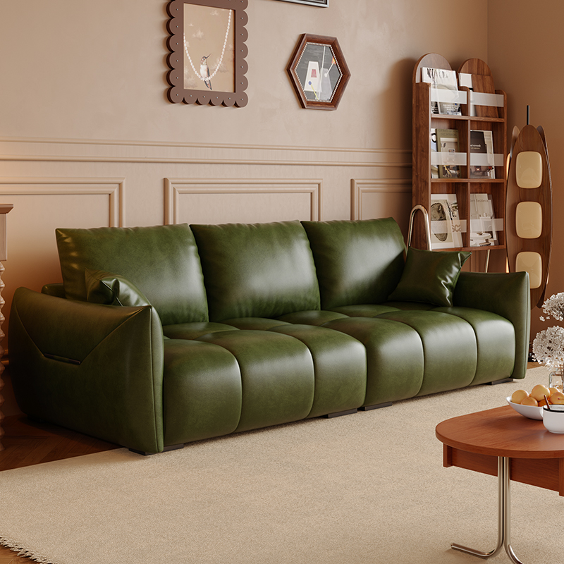Modern Solid Color Scratch-defiant Standard Sofa in Light Gray/Emerald Green/Auburn, 3-seater with 2 Pillows - image 8