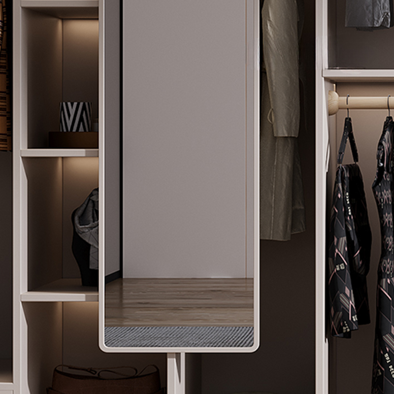 Modern Brown Wooden Wardrobe Armoire with Mirror, Drawers, and Shelves - image 8