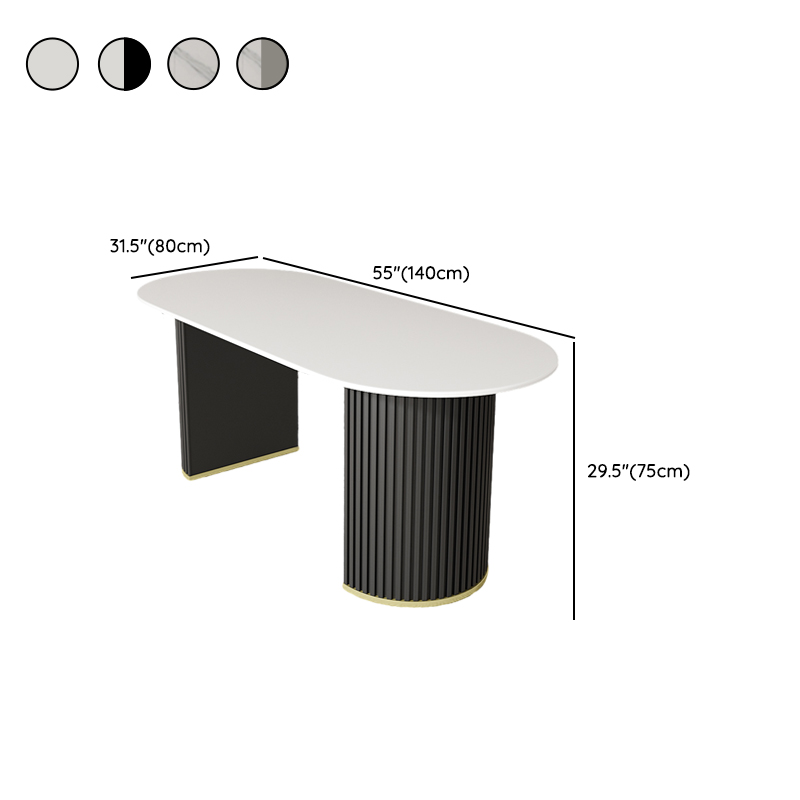 Contemporary Stone Top Oval Dining Table with Metal Legs for Dining Room - image 15