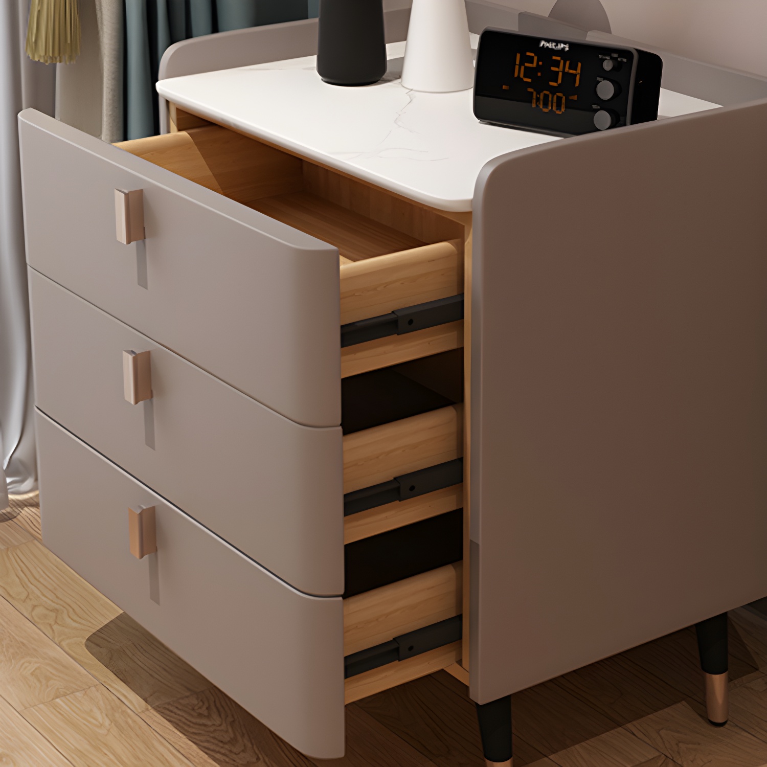 Glam Drawers Included Accent Table Nightstand 22.5" Tall with Legs - image 18