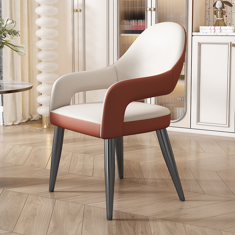 Faux Leather Arm Chair with Standard Back and Metal Legs in Gray for Kitchen & Dining - image 8