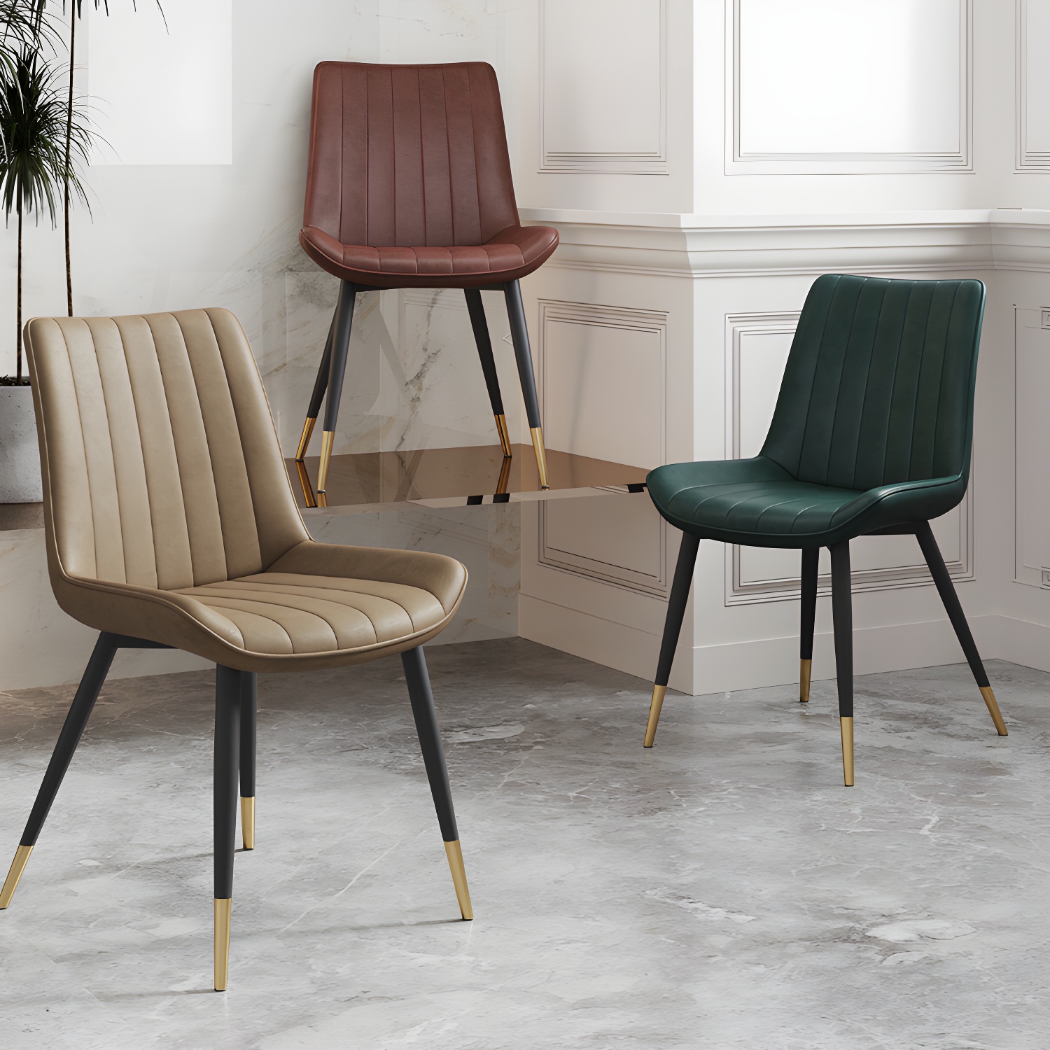 Scandinavian Study Room Leather Side Chair Matte Finish Parsons Dining Chairs - image 9