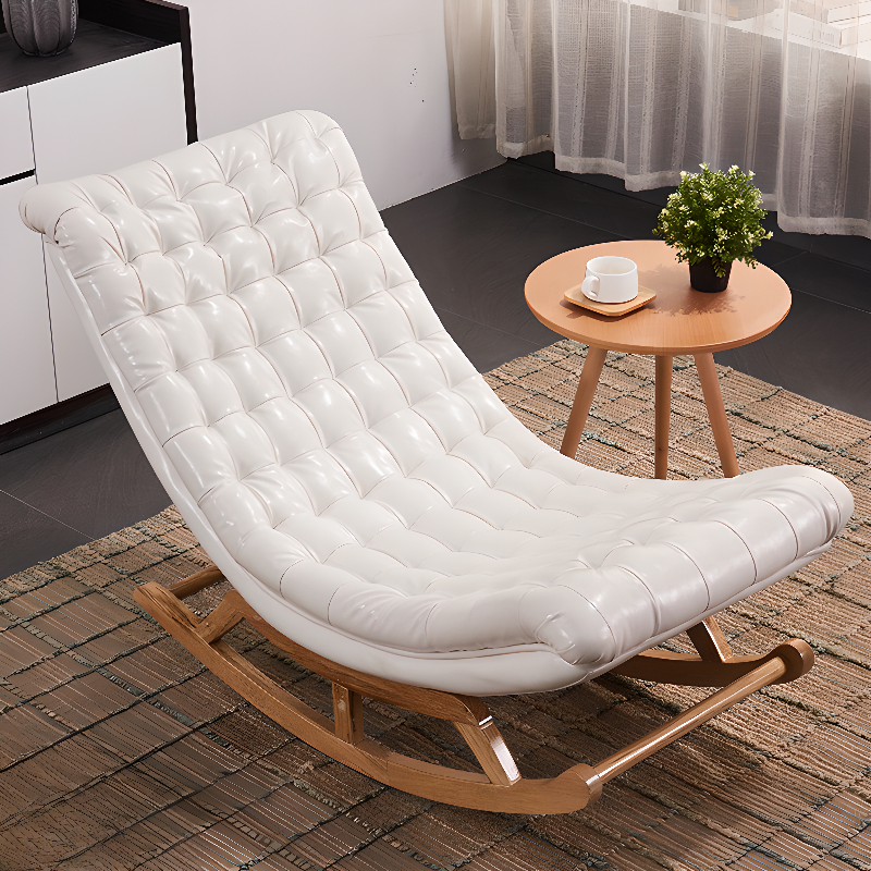 Stationary Ergonomic Rocking Chair with Rear & Ottoman, Green/Yellow/Coffee - image 10