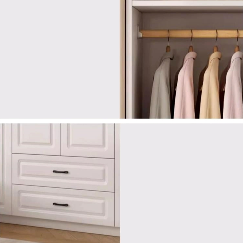 Casual Chalk Timber Wardrobe with Soft Close Drawer and Door, Interior Shelves, Hanging Rod - image 5