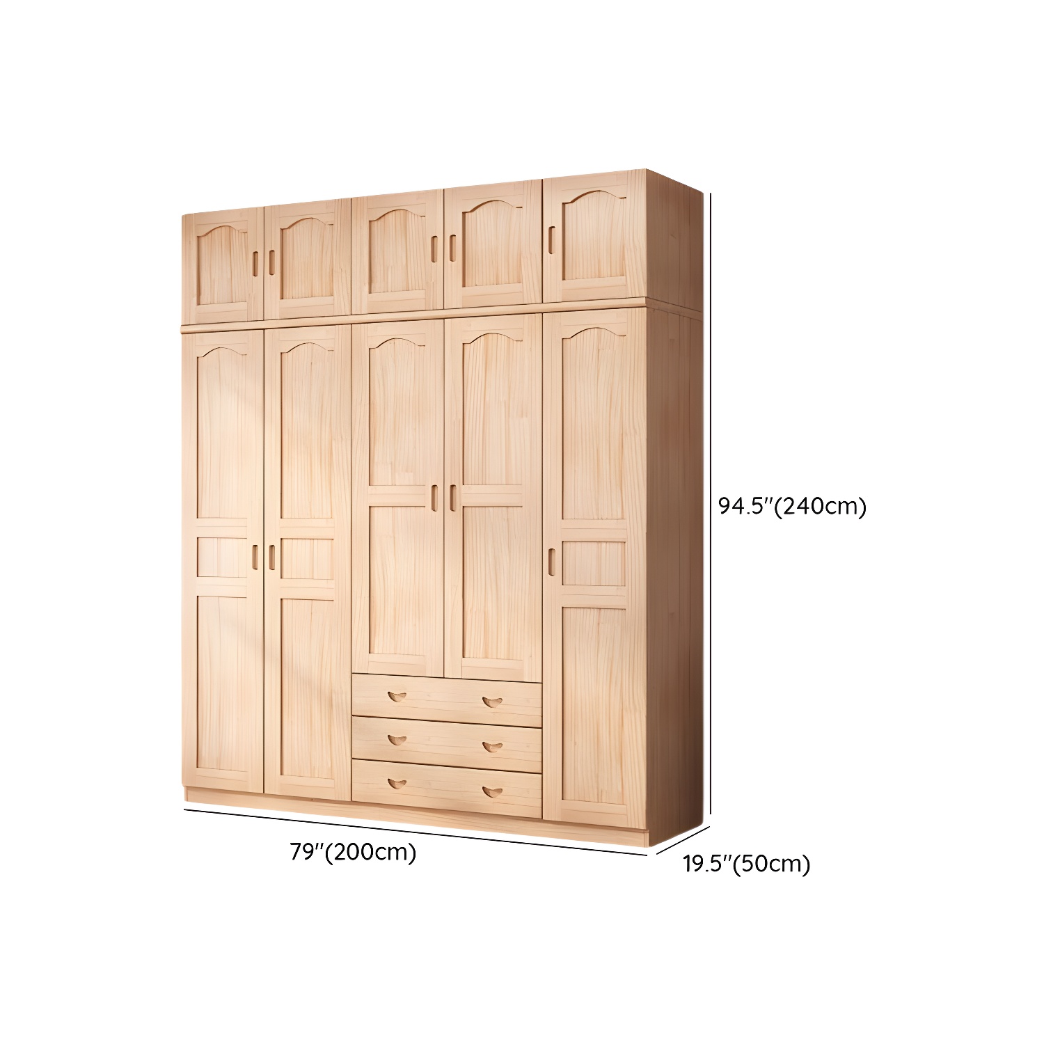 Scandinavian Natural Wood Wardrobe Armoire - 50cm Width - Drawers Included - image 22