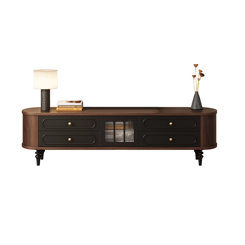 Modern Real Wood TV Stand with Shelf, 4 Drawers, Hutch, and Door - image 3
