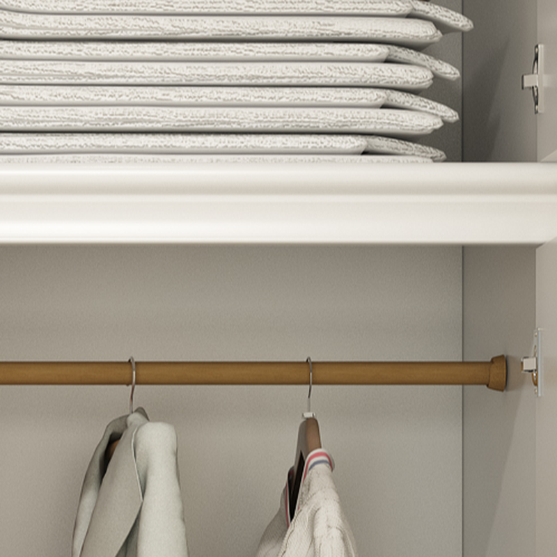 White Minimalist Lumber Wardrobe Closet with Soft Close Drawer, Soft Close Door, Interior Shelves, and Clothing Rod - image 6