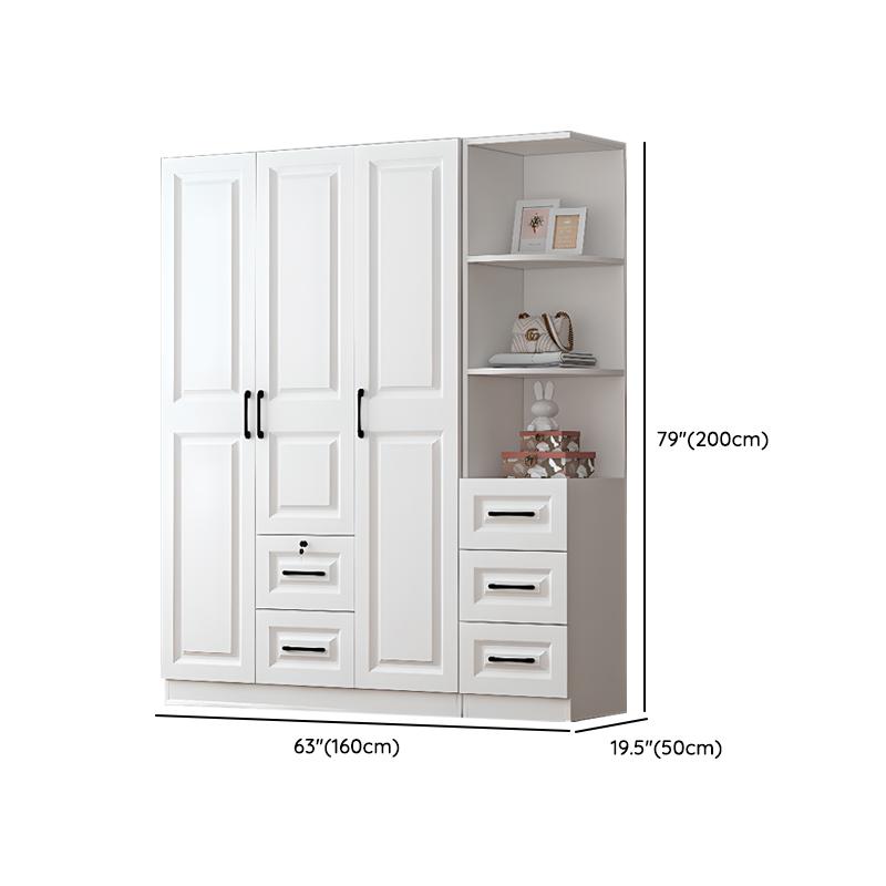 Sleek White Nordic Wooden Detached Almirah with Soft Close Drawers, Doors, and Clothing Rod - image 26
