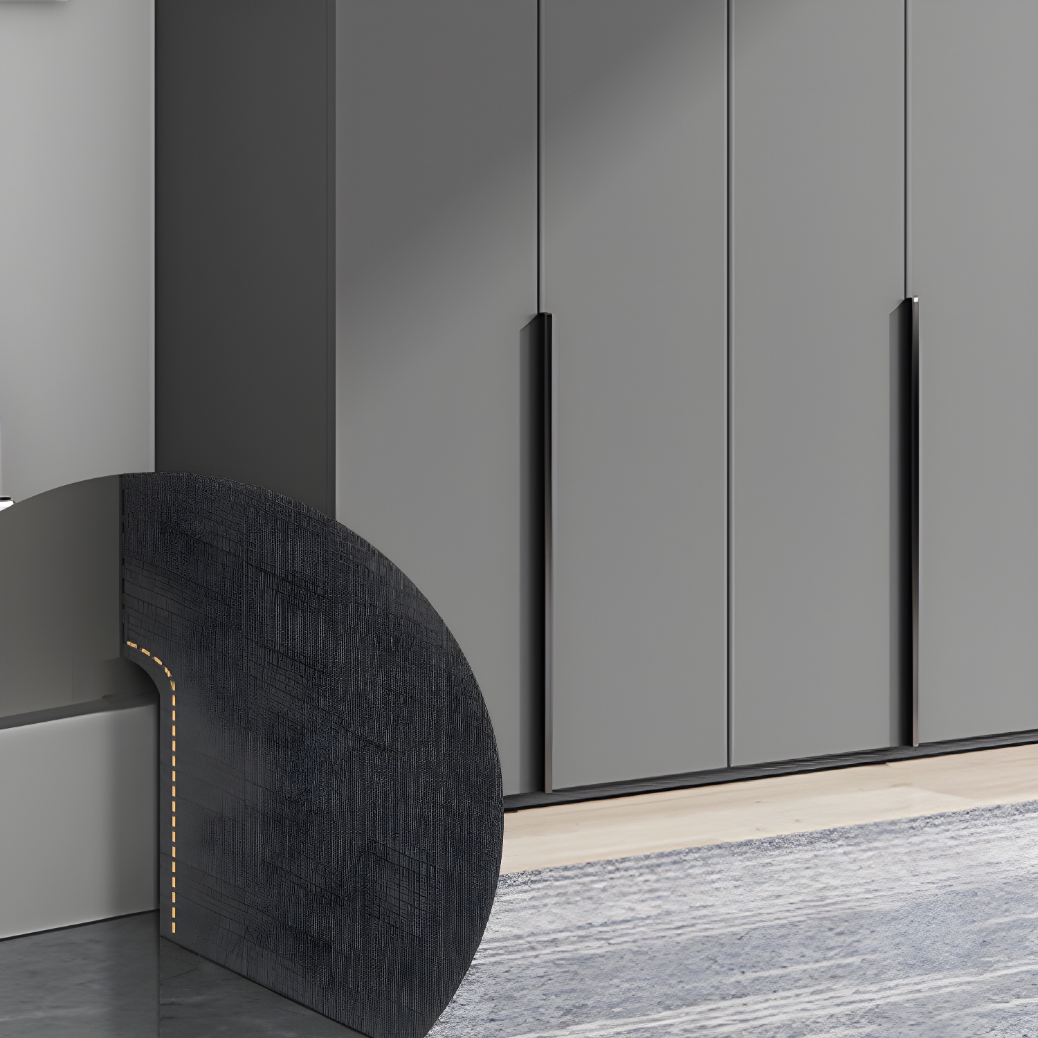 Contemporary Grey Storage Cabinet with Garment Rod Hinged Door Cabinet for Bedroom - image 11