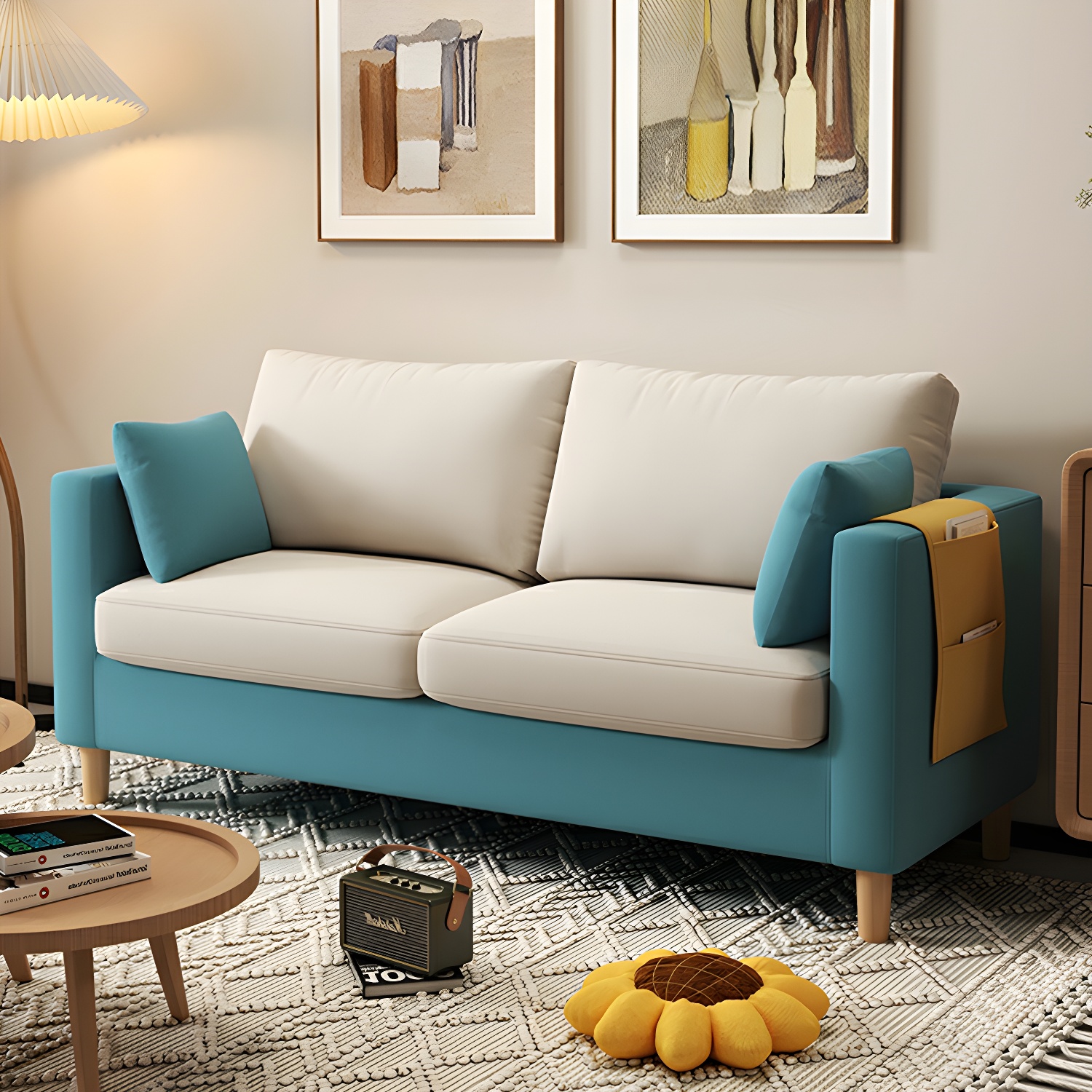 Contemporary Square Arm Loveseat with Machine Washable Cover and Pillows - image 16