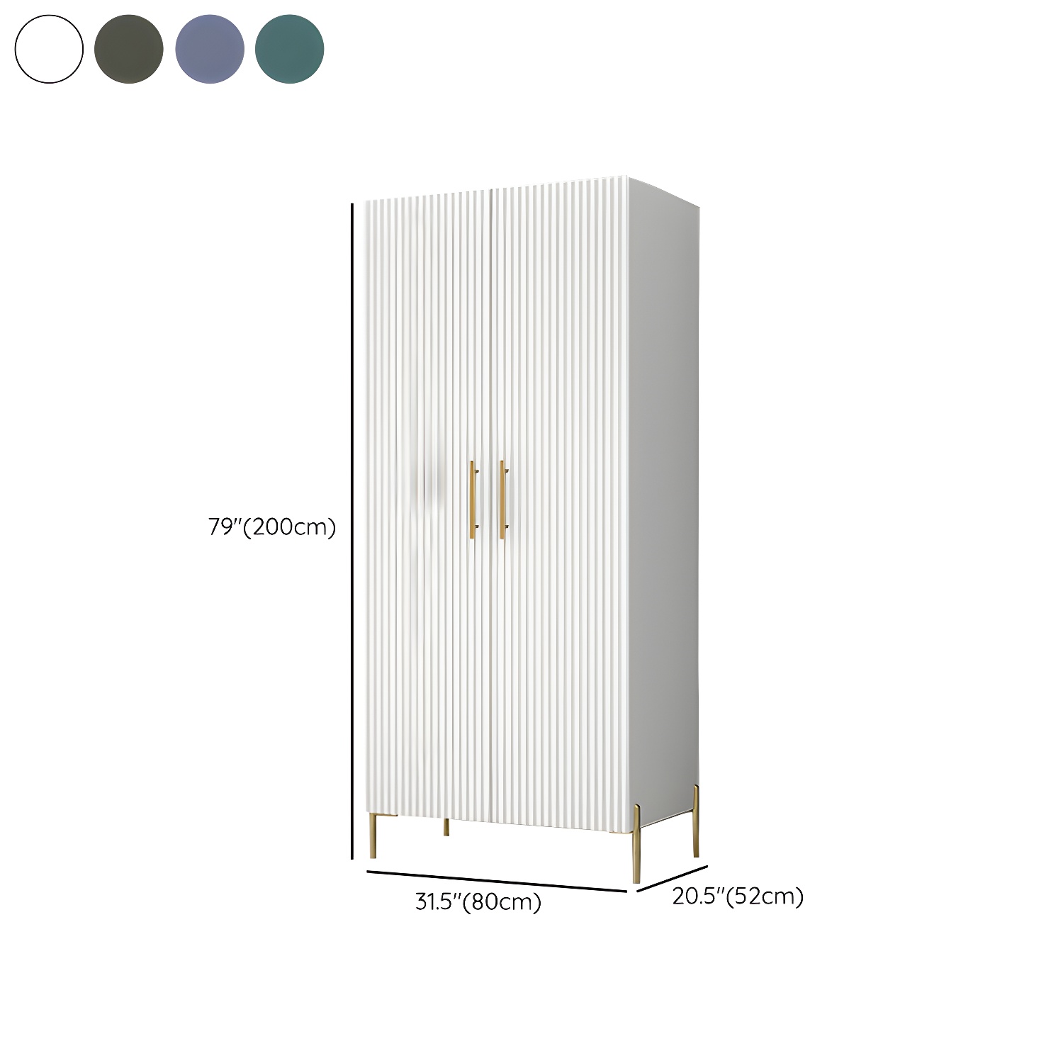 Modern Wardrobe Cabinet Engineered Wood with Garment Rod in Green/Blue/White/Grey - image 15