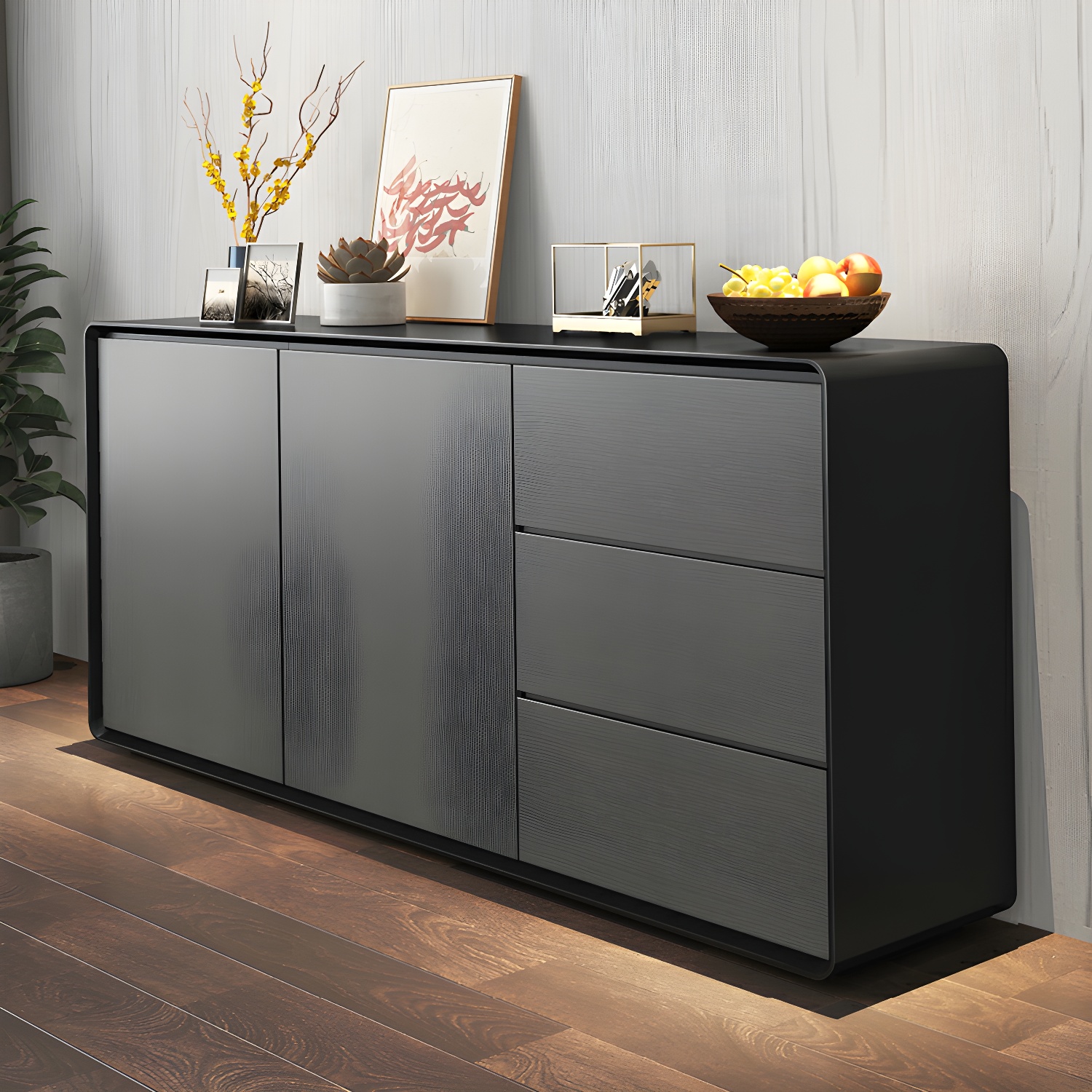 Modern Wood Buffet Sideboard Cabinet with 2 Doors and 3 Drawers - image 3