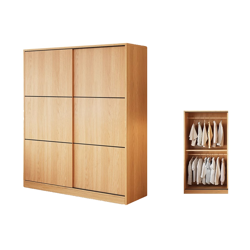 Minimalist Wooden Independent Wardrobe Closet with Soft Close Door, Interior Shelves, and Clothing Rod