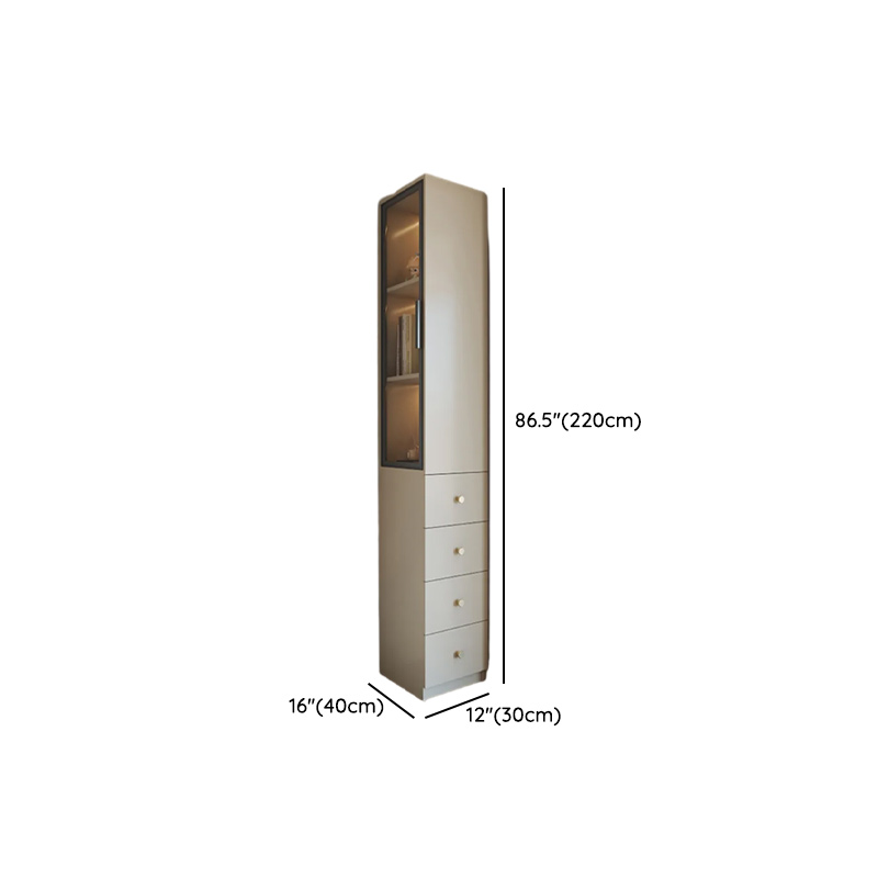 Detached Scratch-immune Accent Cabinet with Glazed Door, Grip Bars, Off White Top, Soft Close Drawer, and Stain Resistant Finish - image 6